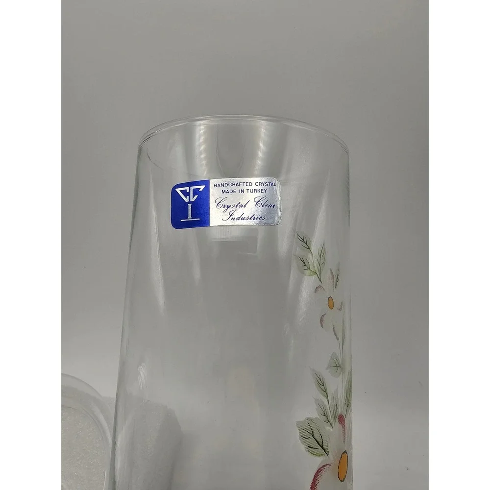 Crystal Clear Industries Handcrafted Crystal Floral Jar with Lid Made in Turkey